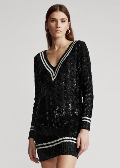 Dámské Šaty Polo Ralph Lauren Sequined Cricket Sweat - 72619-AXBW